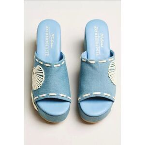 Matisse x Anthropologie Blue Seashell Platform Sandals Size 7